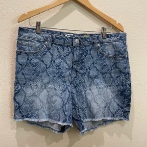 Seven7 Denim Shorts Python Indigo Women’s size 12 Snake Print